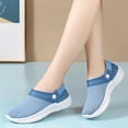 thumbnail image 2 of Siilsaa Women's Woven Orthopedic Breathable Soft Shoes Go Walking Slip on Diabetic Foam Shoes Hands Free Slip in Sneakers Arch Support(Blue,7.5), 2 of 5