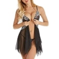 thumbnail image 3 of FASHIONWT Women Plus Size Sleepshirt With Thong Lace Babydoll Lingerie Front Closure Chemise, 3 of 4