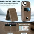 thumbnail image 5 of Compatible with Magsafe 2 in 1 Detachable for iPhone 15 Wallet Case with Card Holder Women Men, Magnetic PU Leather RFID Blocking Flip Kickstand Credit Slots,for iPhone 15, Coffee, 5 of 11