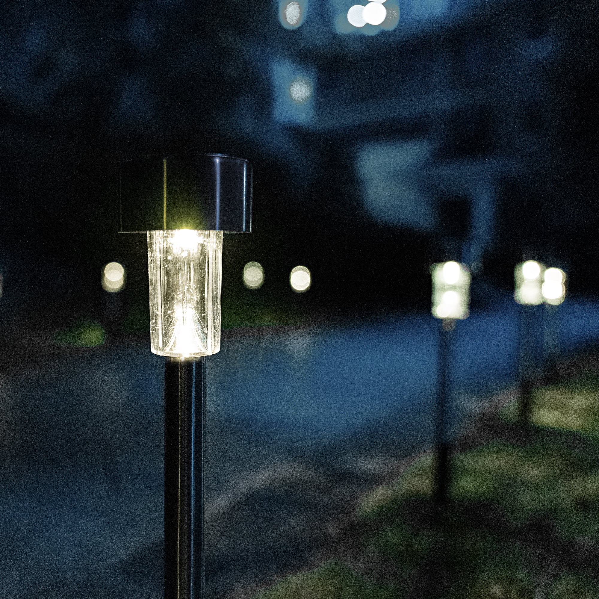 Solpex Solar Pathway Lights 12 Pack, Stainless Steel IP44 Waterproof Auto On/Off Outdoor LED Solar Landscape Lights for Garden, Yard, Patio, Path and Walkway. (Warm White)