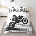 thumbnail image 2 of jejeloiu Gray White 7-Piece Bedding Comforter Set,Racing Motor Biker King Bedding Sets For Men Women Reversible, 2 of 8