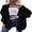 Black, variant on Women Loose Cardigan Sweater Front Open Cable Lantern Sleeve Knit Jacket
