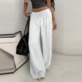thumbnail image 2 of RQYYD Women's Wide Waistband Wide Leg Pants with Elastic Waist Casual Linen Blend Trousers for Outings, 2 of 6
