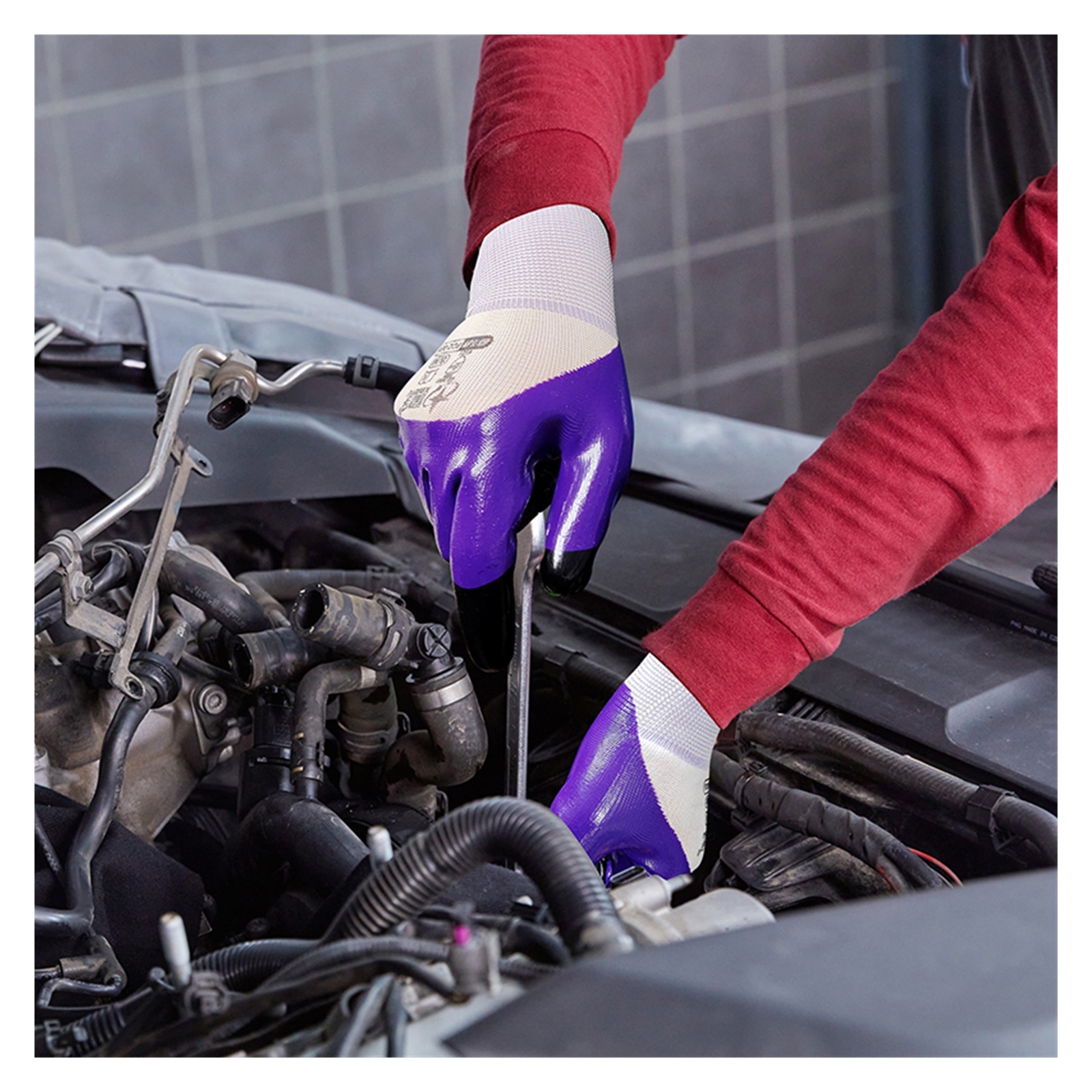 Strengthen Finger Nitrile Work Gloves Smooth Polyester Industry Glove Safety Gloves For Construction Gardening Gloves ,Superior Abrasion