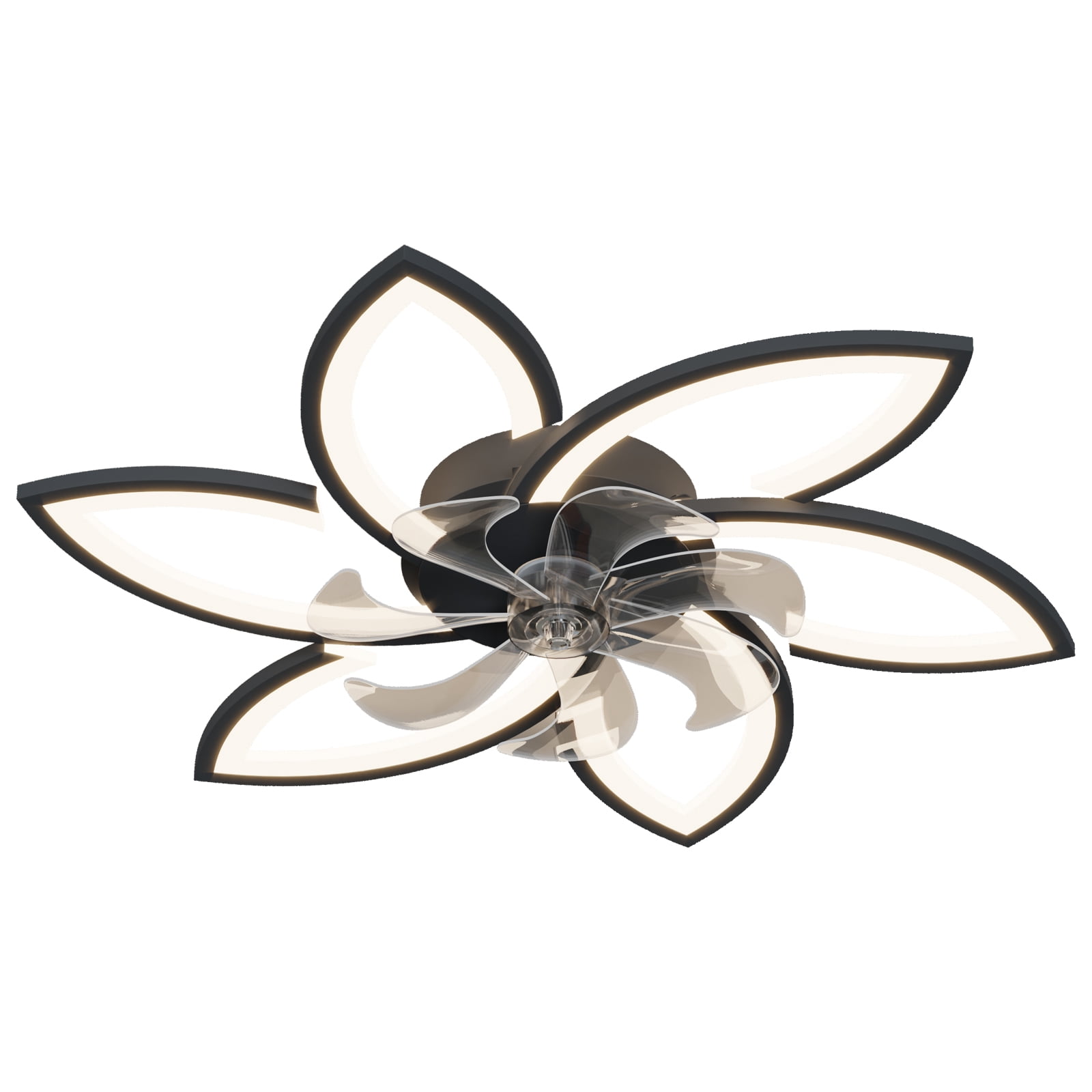 Eowynic 31-Inch Modern Led Ceiling Fans with Lights, APP & Remote Control, DC Motor, 6 Speed, Black