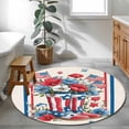 thumbnail image 4 of Independence Day Washable Round Area Rug 4 ft, U.S. Flag Themed Cartoon Boots Flowers Stripes, Soft Non Slip Rugs Stain Repellent Indoor Felt Carpet for Living Dining Room Bedroom Home Office, 4 of 9