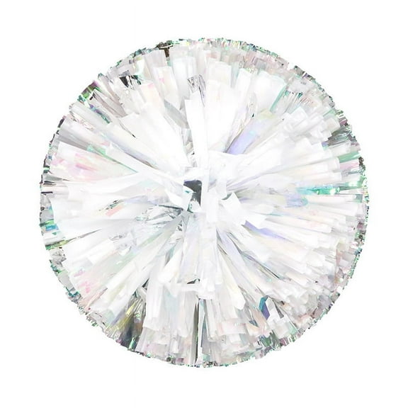 Nvzi-a 2 pcs Metallic Cheerleading Pom Poms for Game Cheering Squads Football Basketball Sports Dancing Party Kids Adults Plastic Cheer Pompoms Cheerleader Costume Women (White)