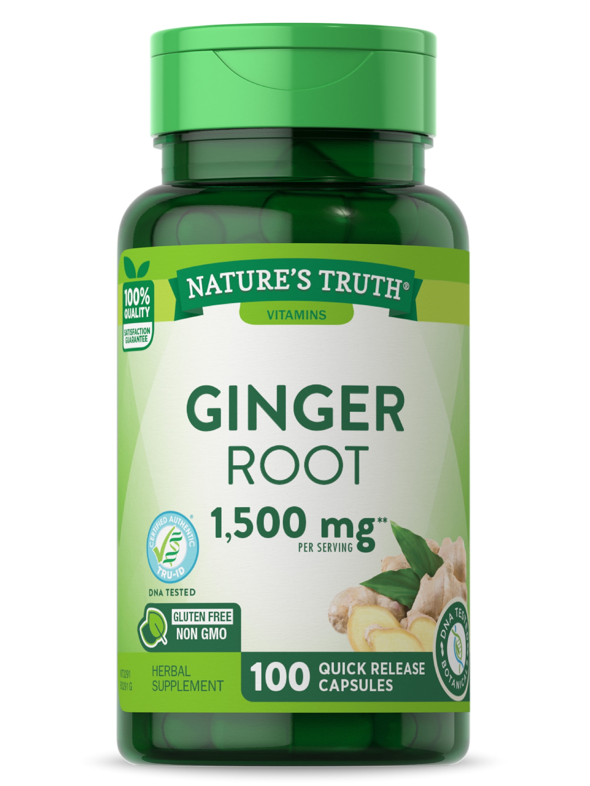 Ginger Root Capsules 1500 mg 100 Count NonGMO, Gluten Free