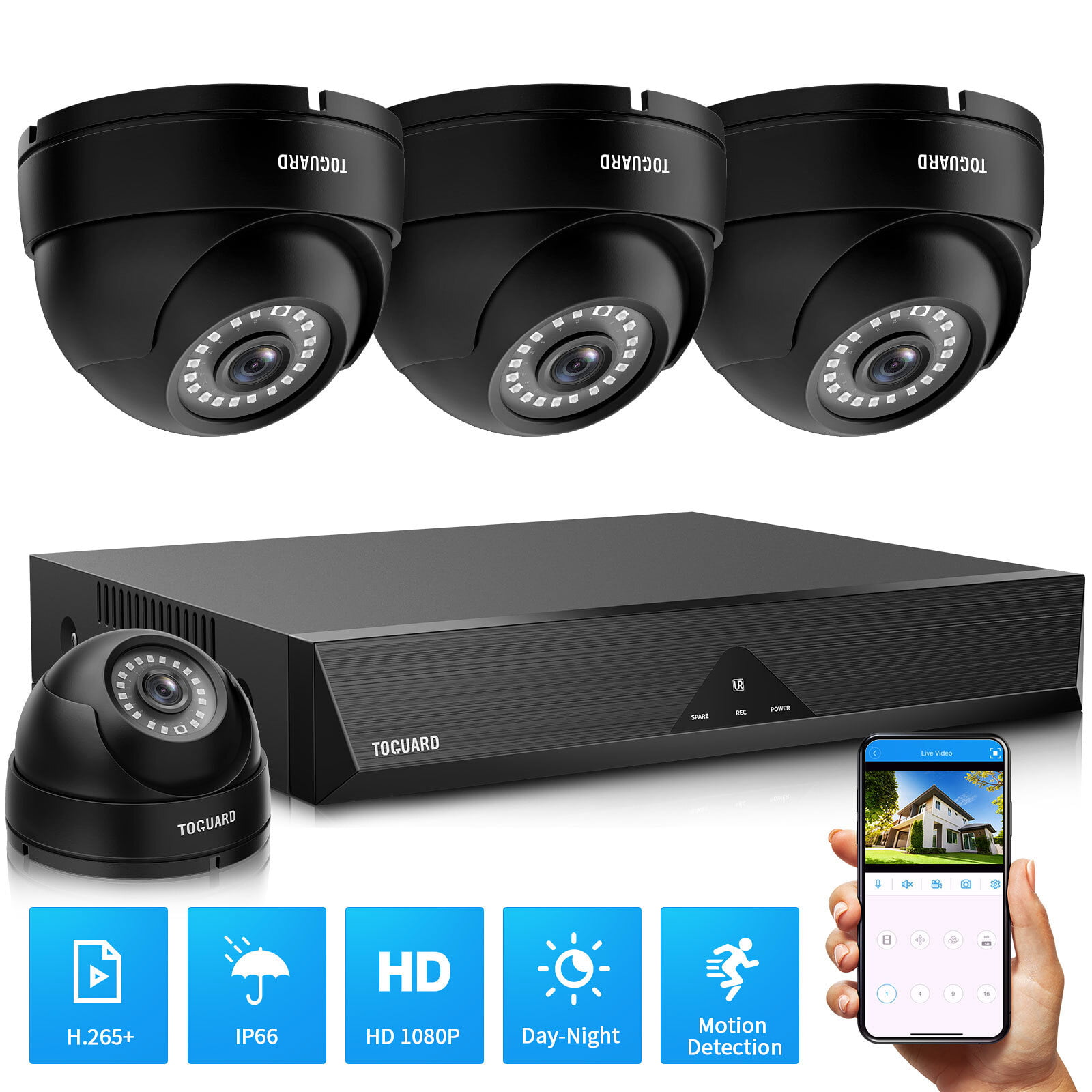 8CH 5MP-Lite DVR 4Pcs 1920TVL Outdoor Wired CCTV Camera with Night Vision No Hard Drive HeimVision HM245 1080P Security Camera System Motion Alert 