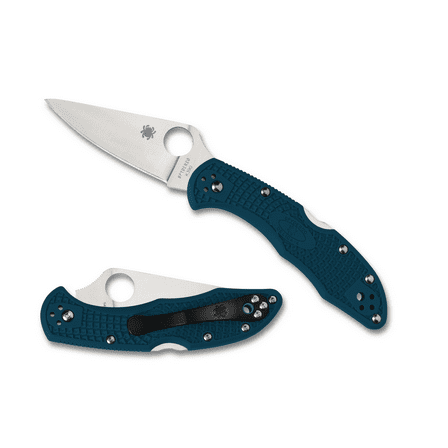 Spyderco Delica 4 Folding Knife, 2.9 in, K390 Steel, Leaf Blade, FRN Handle, Blu
