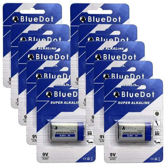 BlueDot Trading Brand 9 Volt Super Alkaline Batteries - 10 Pack