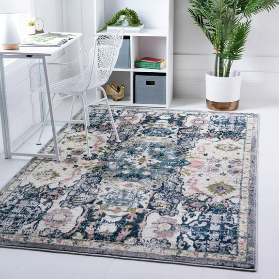 Unique Loom Sumter Collection Area Rug - Aiken (5' 1" x 8' Rectangle Ivory/Blue)