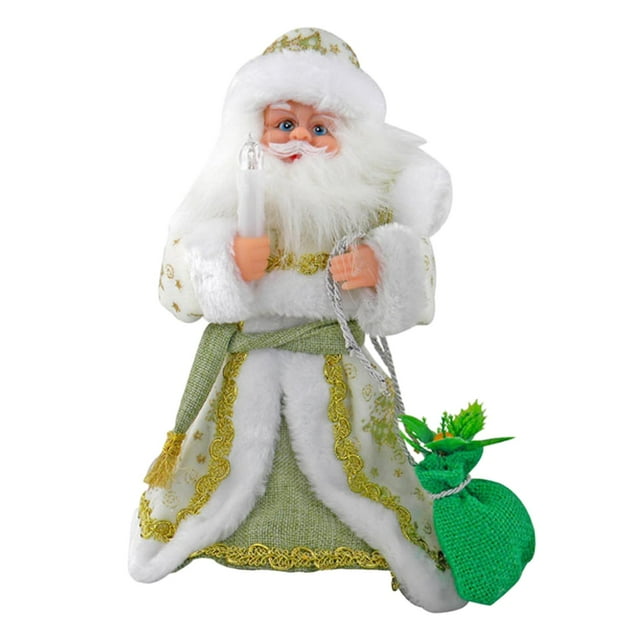Peluche de Papá Noel eléctrico animado de Navidad de 40 cm para decoración de invierno. verde