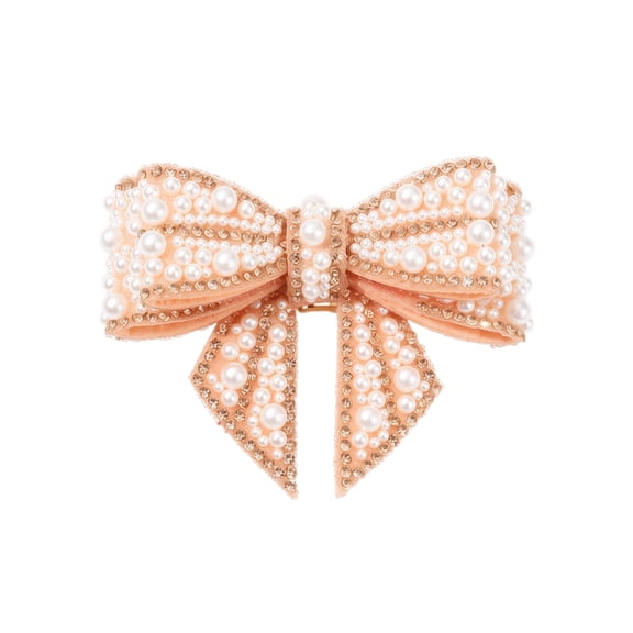 2 Pack 3D Pearl Bow Christmas Ornaments, Non‑Woven Fabric Beaded Hanging Bow Decor for Christmas Tree, Wreath, Gift Box & Holiday Home Decor
