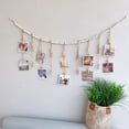 thumbnail image 4 of Hanging Photo Display Wall Decor, Boho Wooden Bead Garland Collage Picture Frame with Wood Clips for Bedroom, Living Room, Office, Dorm Decor, Photos Holder Christmas Cards Teen Girl Gifts, 4 of 8