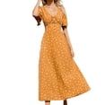 thumbnail image 5 of Lenago Robes Longues d'Été Grande Taille pour Femmes Robe à Col Manches Courtes Florale Boutonnée Jupe Longue en Chiffon Robes de Soirée Plage en Solde, 5 of 5