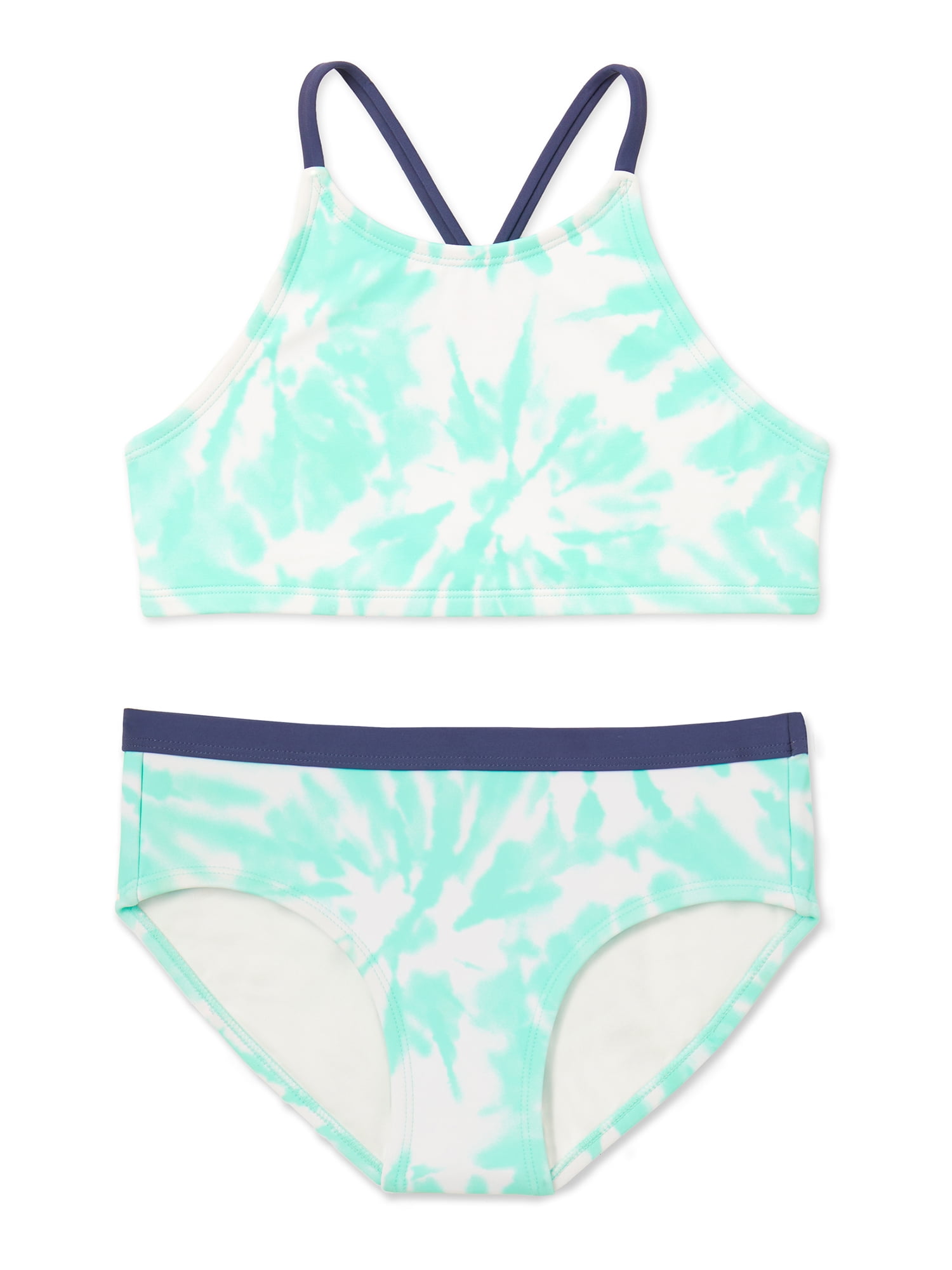 Seafolly Girls Ruffle Sleeve Bikini Swimsuit Set with Criss Cross Back