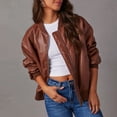 thumbnail image 6 of Women Oversized Leather Jackets Faux Suede Fall Fashion Motorcycle Coats Winter Outfits Clothes Y2k Tops Brown M, 6 of 9