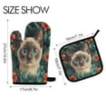 thumbnail image 2 of Yayeee Oven Mitts and Pot Holder Set of 4 Heat Resistant Kitchen Gloves Baking Hot Pad, Flowers and Cat, 2 of 5