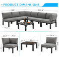 thumbnail image 5 of YODOLLA 7 piece Outdoor Patio furniture Set Clearance Metal Patio Sectional Sofa Set on sale with Grey Cushions, 5 of 7