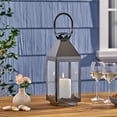 thumbnail image 2 of Preston 16" Modern Outdoor Stainless Steel Lantern, Black, 2 of 7
