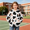 thumbnail image 6 of CINVREST Teen Girls Cow Print Hoodie Faashion Long Sleeve Hooded Pullover Top Warm Casual Oversized Hoodie With Pocket (13 Years, Brown-02), 6 of 7
