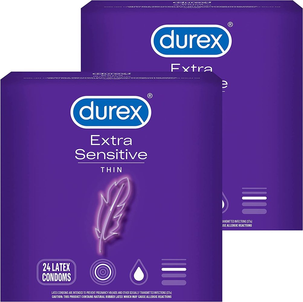 Condoms, Durex Extra Sensitive amp Extra Lubricated Condoms, Count (Pack of ), Ultra Fine, Natural Latex Condoms, FSA amp HSA Eligible