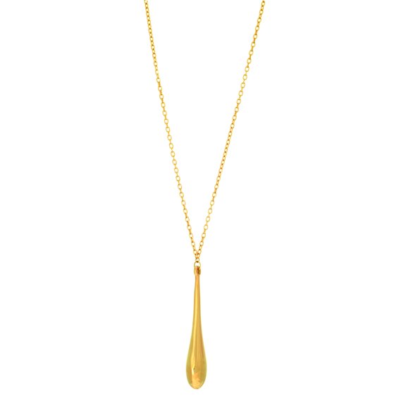 14K Yellow Gold 1.1mm Shiny Oval Cable Chain Necklace 18" Long Teardrop and Pear Shape Clasp by IcedTime