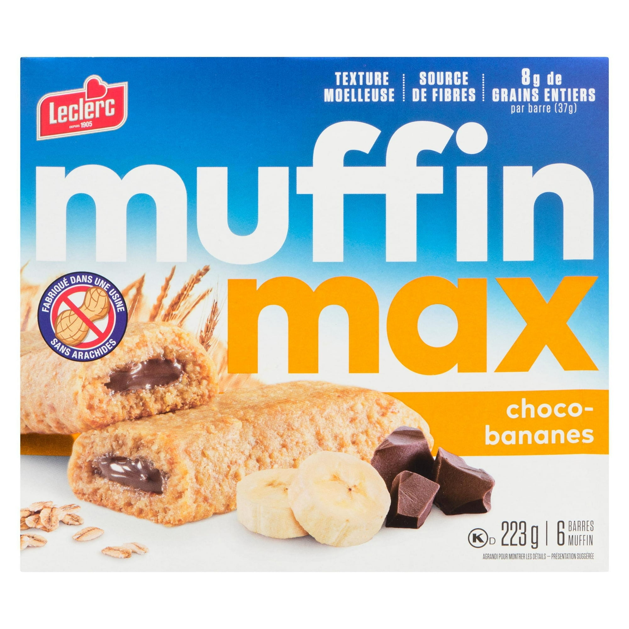 Muffin Max Choco Bananes Barres 223g / 6 barres muffin