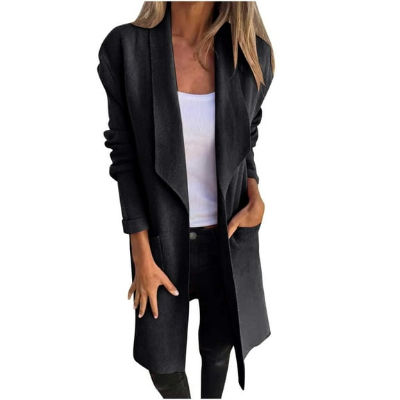 XFLWAM Women's Open Front Knit Coats Lightweight Cardigan Casual Long Sleeve Jacket Coat Fall Outerwear with Pockets XXL