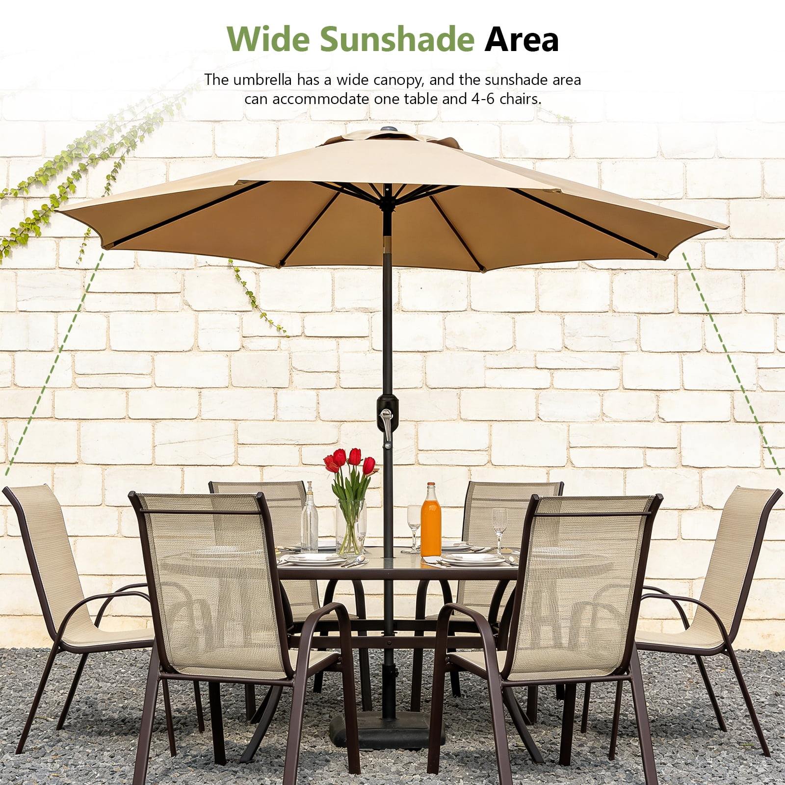 HAIMULI 9 FT Patio Umbrella for Outdoor, Outdoor Table Umbrella with Push Button Tilt and Crank, Outdoor Patio Umbrellas with 8 Sturdy Ribs for Market, Garden, Pool