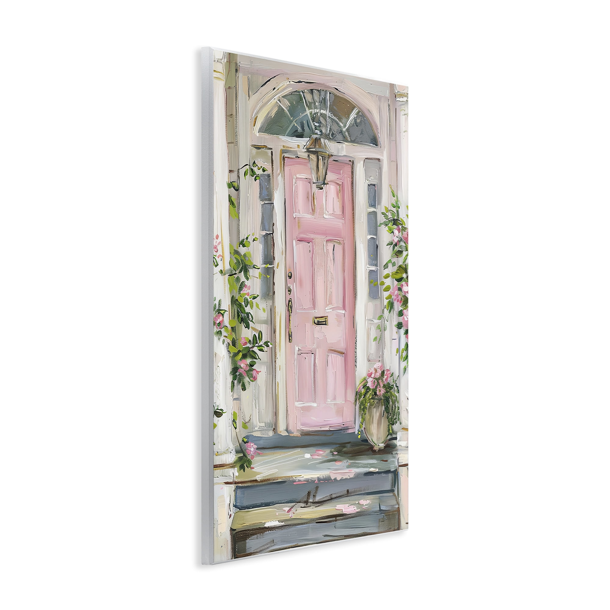 Stupell Industries Pink Door Welcome Town & City Painting Unframed Art Print Wall Art, 13 x 19