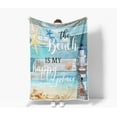 thumbnail image 2 of Coastal Ocean Beach Throw Blanket, Summer Blue Seashell Starfish Throw Blanket, Super Warm Cozy Microfiber Flannel Blanket for Couch Chair Sofa Bed Home Outdoor Beach Travel, 2 of 5