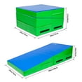 thumbnail image 2 of Matladin 55"x28"x14"Folding Gymnastics Cheese Wedge Incline Mat for Kids Girls Home Training Exercise, Blue+Green, 2 of 6