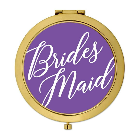 Koyal Wholesale Gold Compact Mirror Bridesmaid Wedding Gift, Royal Purple, 1-Pack