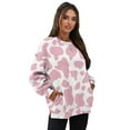 thumbnail image 3 of Yuyamidu Pink Cow Print Oversized Sweatshirt for Women Fashion Hoodie Sweatshirts Crewneck Long Sleeve Shirts Soft Comfortable Tees Pullovers with Pockets Date Party Spring Fall Winter Clothes, 3 of 7