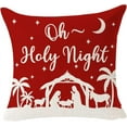 thumbnail image 5 of Set of 4 Christmas Throw Pillow Covers Snowflake Let It Snow Baby It''s Cold Outside Oh Holy Night Jesus Square Cotton Linen Cushion Case Farmhouse Sofa Home Decor 18 Inches (1-Red), 5 of 6