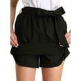 thumbnail image 6 of INSPIRE CHIC Women's Elastic Waist Bow Tie Belted A-Line Skirt Shorts Black L, 6 of 6