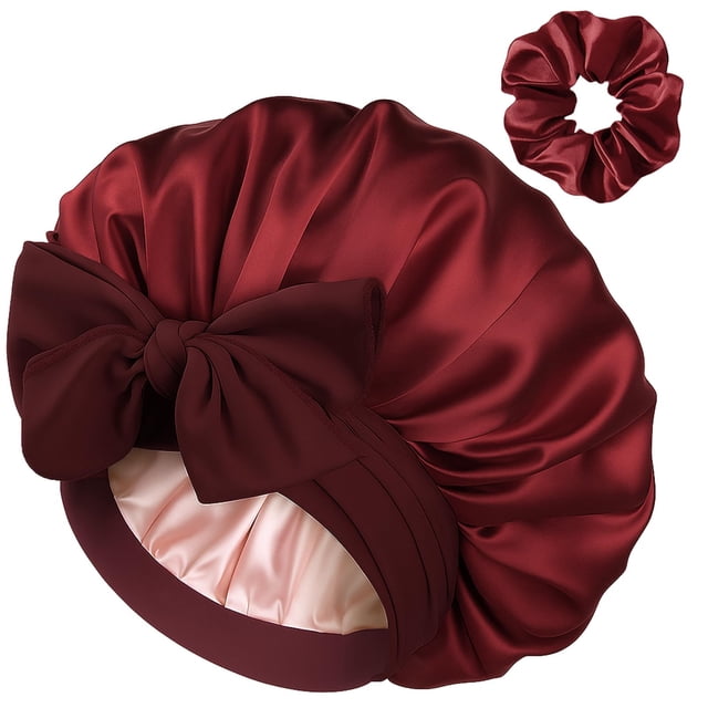Gorro de seda satinada para dormir YANIBEST Burgundy Women