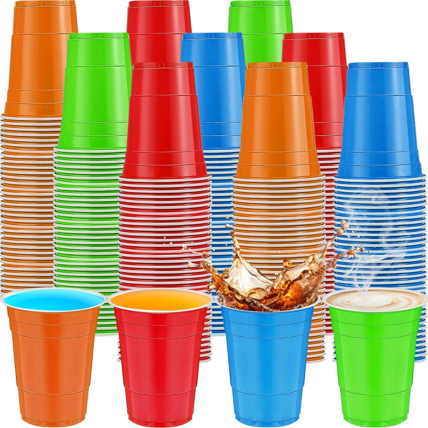 120 pcs 16 oz colored plastic cups Assorted Colors cups 16 oz colored Party Cups for drinking Tastings served Snacks Barbecues Picnics