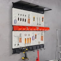 Wall Mounted Pegboard Tool Storage Rack Kit, Space-saving 330.69lbs Load Carbon Steel Tools Shelf & Hooks