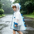 thumbnail image 2 of Toddler Kids Waterproof Dinosaur Spikes Shape Hooded Rain Coat with Transparent Brim for School Travel Rainwear 4-5 Years, 2 of 5
