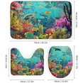 thumbnail image 3 of 4Pcs Abstract Ocean Shower Curtain Sets, Bath Mat and Rugs, Fantasy Coral Sea Turtle Jellyfish Shower Curtain with Hooks for Bathroom, 3 of 8