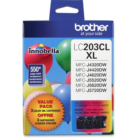 Brother 750 Ink Cartridge Brother Genuine High Yield Color Ink Cartridge, LC2033PKS, Replacement Color Ink Three Pack, Includes 1 Cartridge Each of Cyan, Magenta & Yellow, Page Yield Up To 550 Pages, LC203 ()
