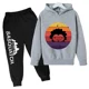 thumbnail image 3 of Conjunto de sudadera con capucha y pantalones de polar para niños, conjunto de 2 piezas, chándal, estampado de cabeza grande de Sasquatch furtivo, 3 of 5