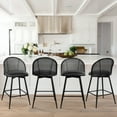thumbnail image 3 of ANMINY Rattan Swivel Bar Stools, 26" Counter Height Set of 3, Upholstered Chairs Barstools with Full Back and Metal Legs Modern PU Fabric Seat for Kitchen Island, 3 of 9