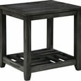 thumbnail image 2 of Chic Grey End Table With Tapered Leg Detail - 22 Inches High X Wide 20 Deep Stylish Rectangular Design And Checkerboard Storage Space, 2 of 4