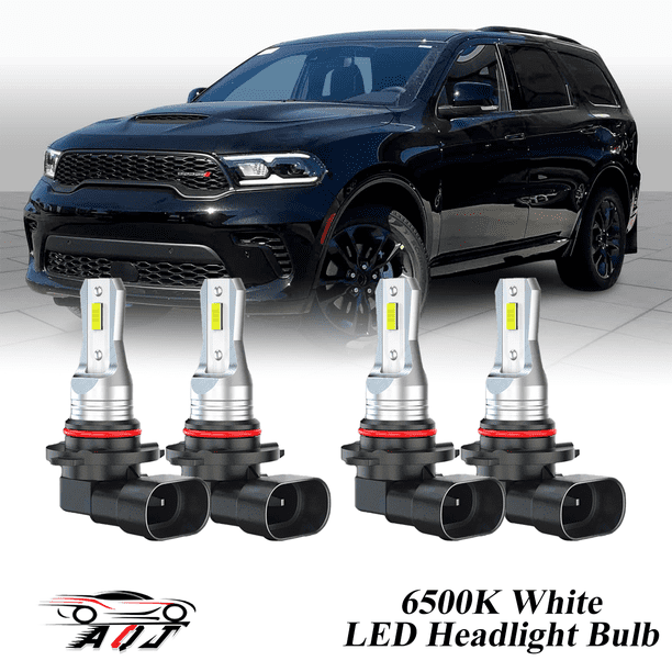 Compatible con Dodge Durango 2014-2020 Kit de bombillas LED para faros (combo de luz alta y baja) (Paquete de 4), blancas 6500K 10,000LM súper brillantes, plug and play