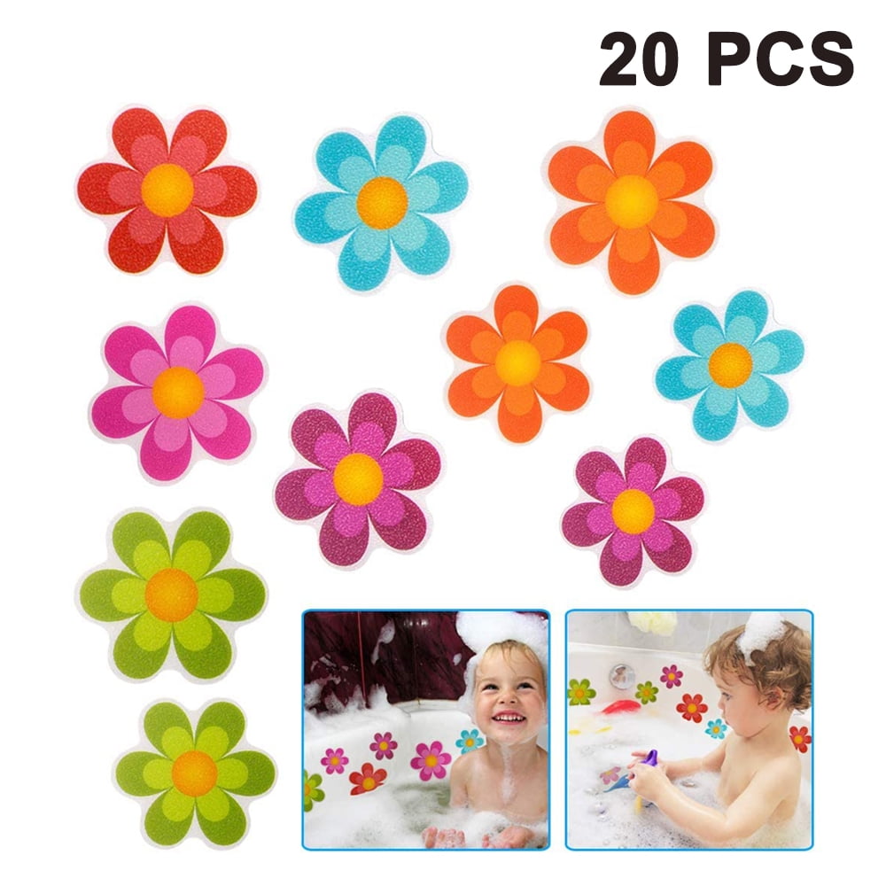 20 Flower Anti-slip Bathtub Decals Stickers Strip Bath Shower Treads Tubs Pad 4" 