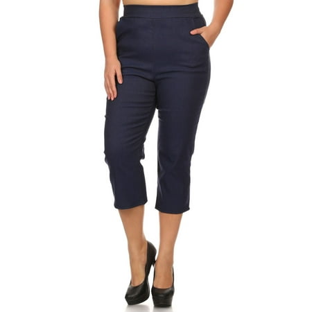 Women's PLUS Size Trendy Style Solid Cropped Pants
